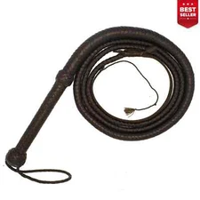 Bullwhip Indiana Jones Equestrian Bullwhip Dark Brown 6 Feet Long 12 Plait