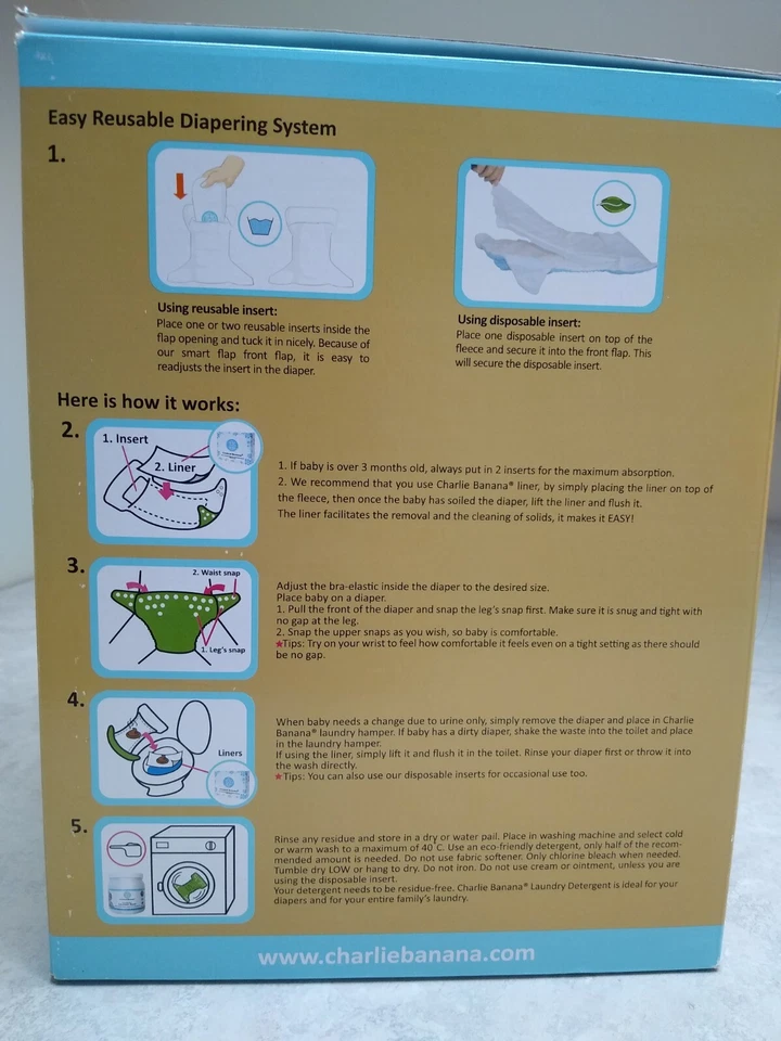 Charlie Banana 2 in 1 Reusable Diapering System Washable or Disposable Insert - Image 2 of 4