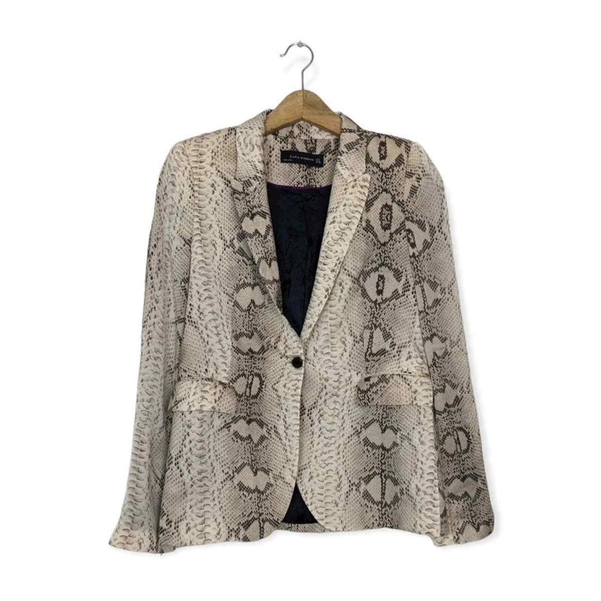 Zara Womens Blazer Snakeskin Button Career Style Blazer Jacket Size | eBay