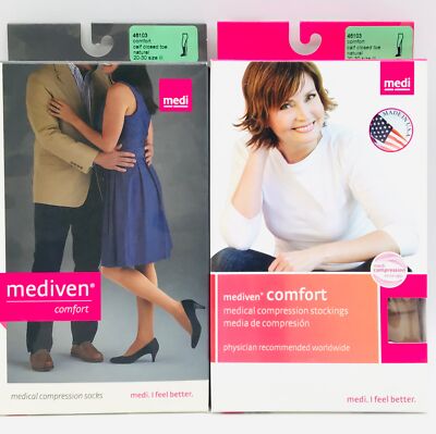 Mediven Comfort 46103 Calf Closed Toe Natural Compression Stocking - Lot of 2