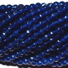 Natural 4mm Faceted Dark Blue Jade Abacus Gems Round Loose Beads 15''