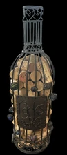 Wine Cork Holder Display Metal Bronze Pewtarex Wine Bottle Cage Colorful Marbles