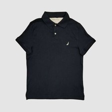 Nautica Men's Blue Short-Sleeve Pique Knit Deck Polo Shirt Size L