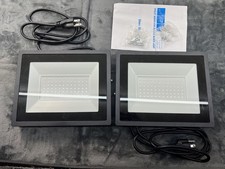 100W LED Outdoor Flood Light 2-Pack IP66 Waterproof Security Light with Plug, Bl