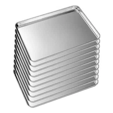 Baking Sheet Tray Set of 10,  Stainless Steel Baking Pan Cookie 16x12x1 Inch