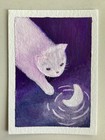 ACEO Original Hand Painted Acrylic Fine Art Miniature | Moon Kitty | fantasy cat — photo 1