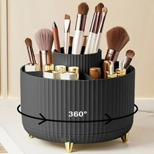 360  Rotating Makeup Brush Holder Organizer Desktop Vanity Storage 5 Slot