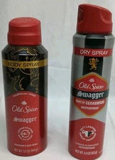 Lot Of 2 Old Spice Swagger Antiperspirant & Body Spray 5.1 & 4.3 Oz Whole Body