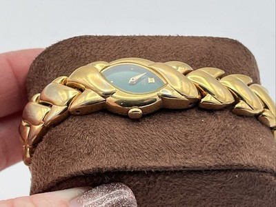 Vintage Pulsar gold-tone green dial brown leather watch Women main image 2