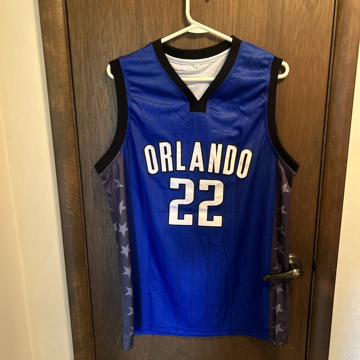 Maillot Beckett Orlando blanc à fines rayures signé Franz Wagner
