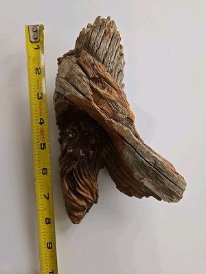 Vintage Carved Wood Face Old Man Marlin Wall Folk Decor. G