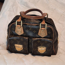 Louis Vuitton Monogram Brown Satchel Top Handle Bag Gold Hardware Front Pockets