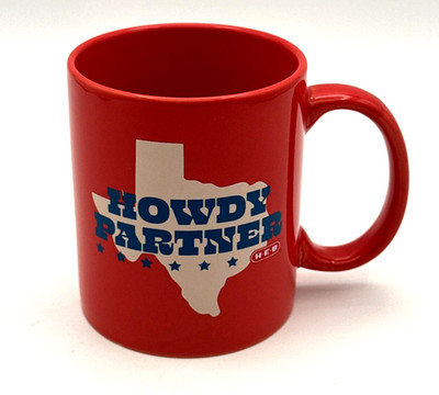 H.E.B. Howdy Partner Red/Orange Ceramic Coffee Mug 10 oz.