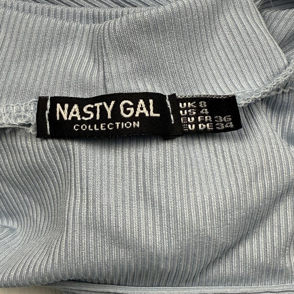 Nasty Gal Топ 4 синий длинным рукавом укороченный Топ насмешливый черепаха шеи открытый назад Midriff галстук - Изображение 2 из 4