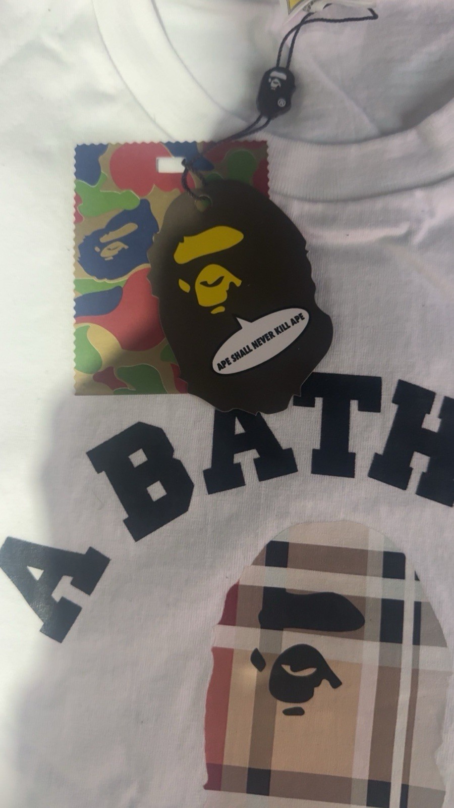 Bape x Burberry White Tee Men Size M With Tags and Bag. thumbnail 5