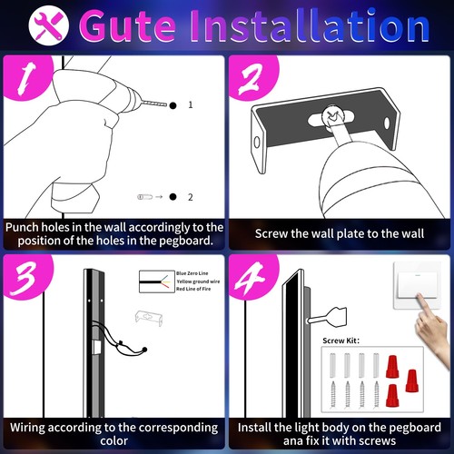 2 Pack Outdoor RGB Wall Sconce, 23.6inch Modern LED Light Fixture, IP65 Water... - Picture 6 of 7