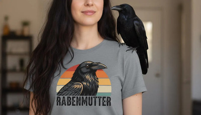 Raven Mother T-Shirt Womens - Raven Tee Mum Mother Sunset - Gothic Crow
