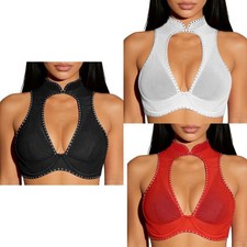 Women Bustier Evening Corset Halter Crop Top Dating Bra Underwire Clubwear