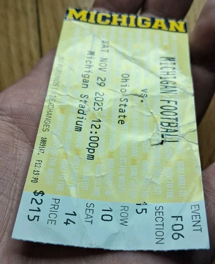 2025 Michigan Wolverines vs Ohio State Buckeyes Football Ticket Stub - Image 4 of 4