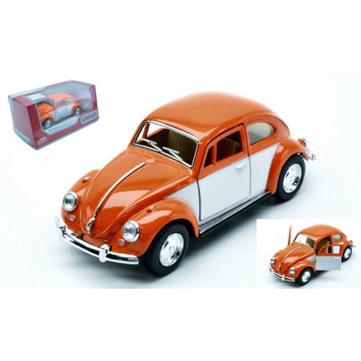 VW CLASSIC BEETLE 1967 ORANGE/WHITE BOX cm 12 Kinsmart Modellismo Giocattolo -D-