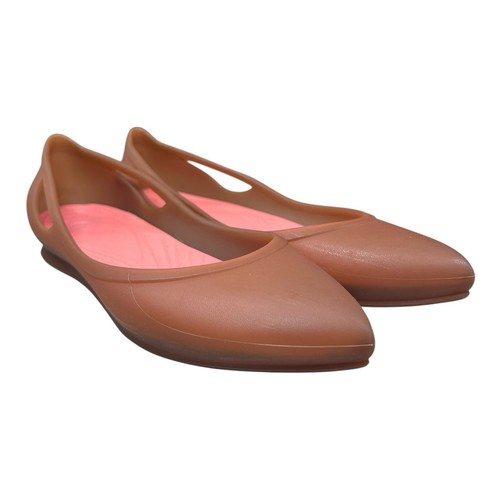 Crocs Flats Womens Size 6 Pink W6 Cutout Translucent Rio Pointed Slip On Shoes - Picture 2 of 11