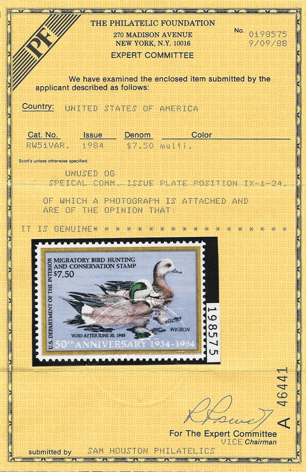 RW51x — 1984 Federal Duck Special Commemorative issue with PFC - Image 2 of 2