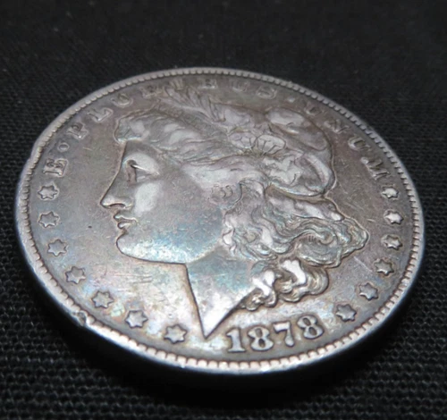 1878-P (No Mark) Morgan Silver Dollar Rainbow Toning Coin Snap VF