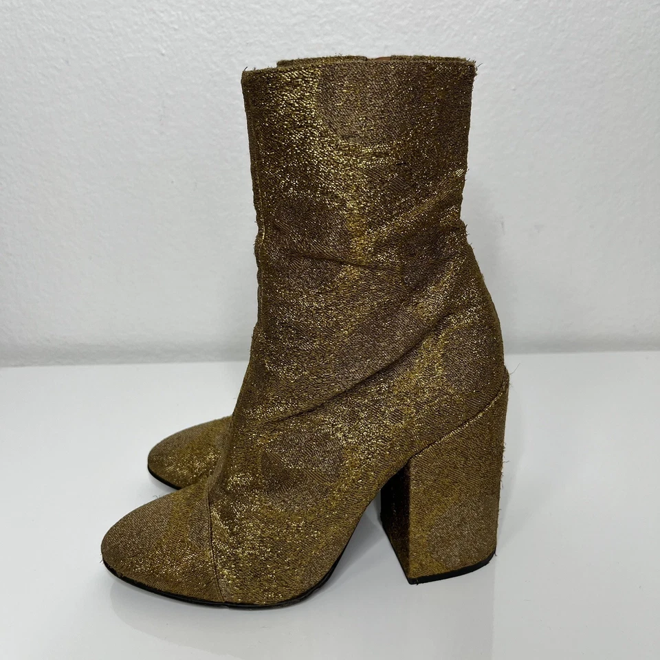 Auténticas botas DRIES VAN NOTEN de cuero dorado brillante US8.5 EU 39.5 nuevas Foto 3 de 4