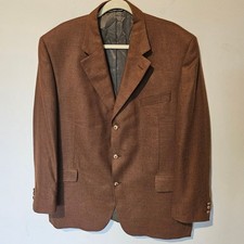Jack Victor Pure Cashmere Brass Button Blazer - Brown - Size 46R