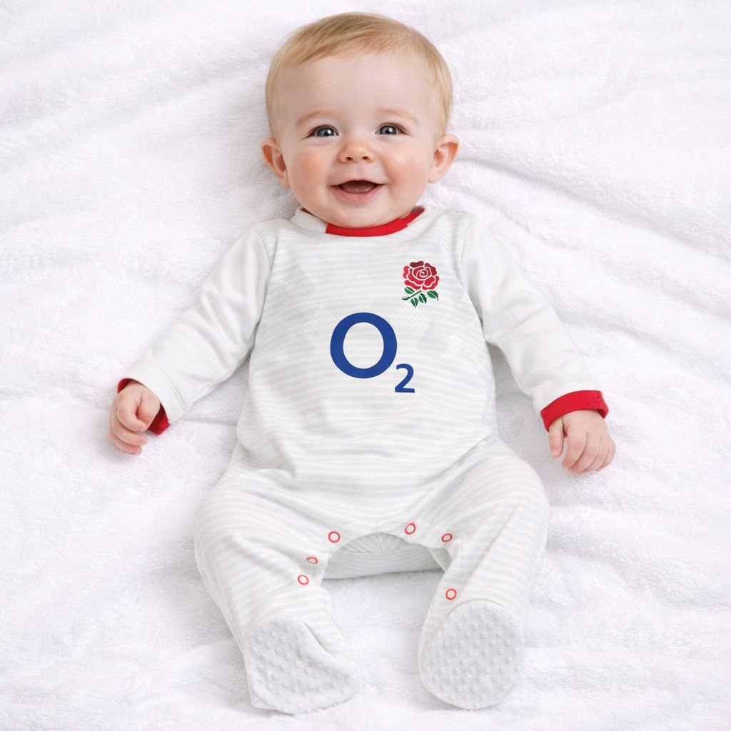 Official England Rugby Baby Grow Sleep Suit RFU Baby pyjamas 0-3 Months Gift
