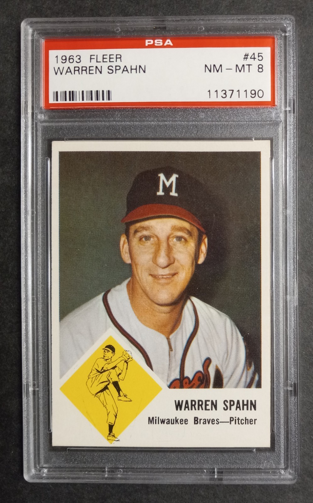 1963 Fleer - #45 Warren Spahn - HOF - PSA 8 NM-MT