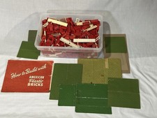 6 Lbs Vintage American Bricks Red White Building Blocks, Booklet, Doors, Roofs