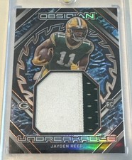 Jayden Reed 2023 Panini Obsidian - Unbreakable Memorabilia #UM-JRE Electric Etch
