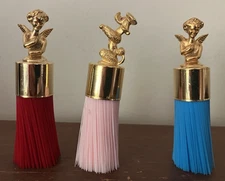 Lot of 3 Vintage Vanity Lint Brush Poodle Dog  & 2 Angels Brass