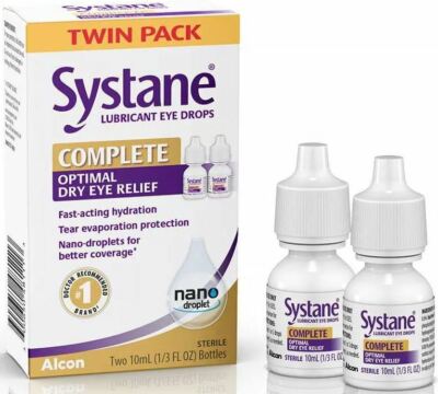 ALCON SYSTANE - COMPLETE - DRY EYE RELIEF - TWIN PACK - 2 X 10ML - EXP. 3/2026