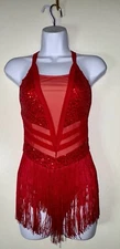 Weissman Elite Dancewear Crazy In Love Color Red D10745 Womans Small