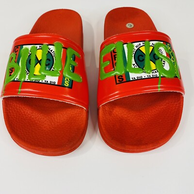 Billie Eilish Cross Colours Graffiti Slides Womens Size 6 Red | eBay
