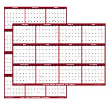 24" x 36" SwiftGlimpse 2026 Wall Calendar Dry Erase Yearly Wall Planner - Maroon