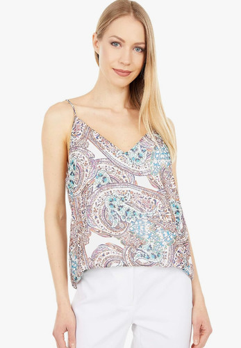 Calvin Klein Women's Sleeveless Strappy Cami Blouse Multi Size S 5132