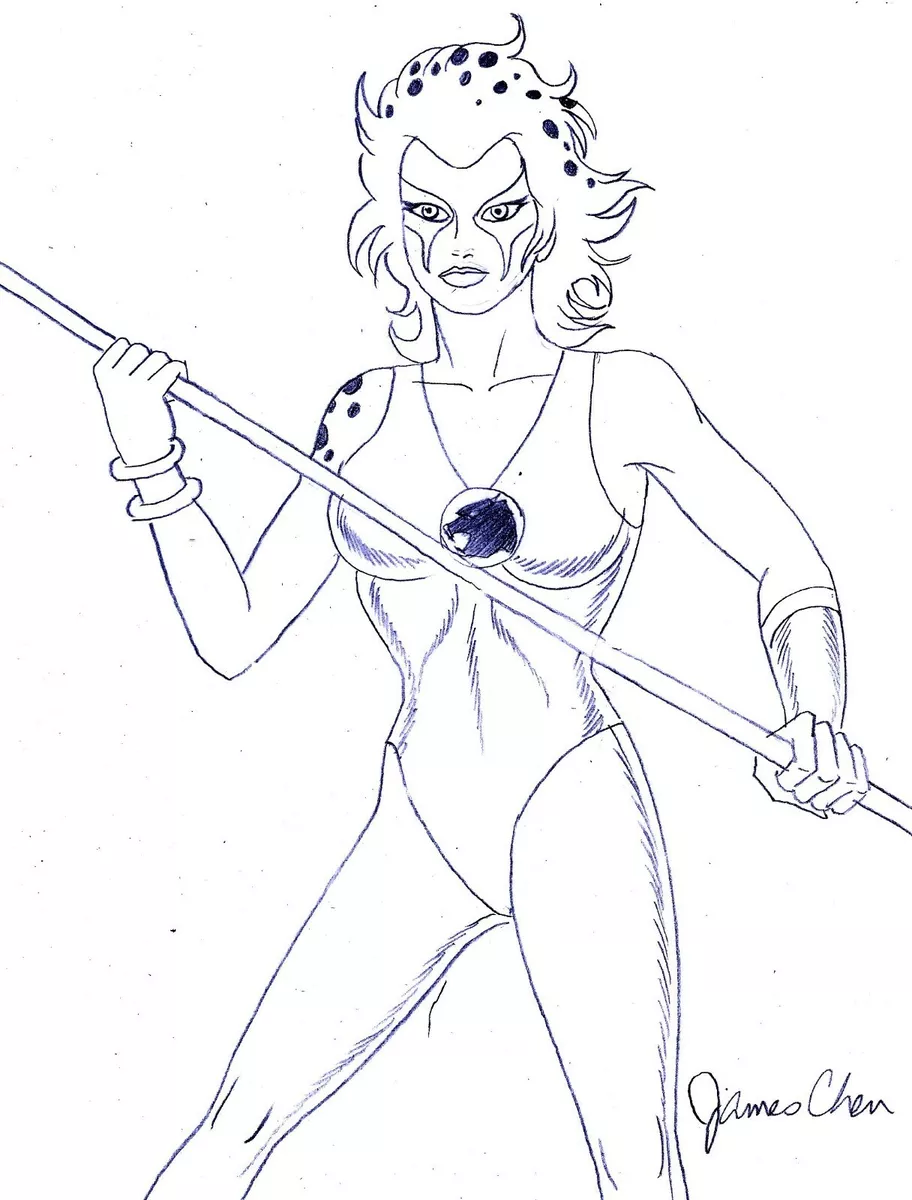 CHEETARA OF THE THUNDERCATS ORIGINAL COMIC ART PENCIL SKETCH BY JAMES CHEN