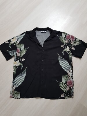 Pull & Bear Kurzärmliges Hemd Herren L Schwarz 