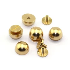 25-Pack 1/2" Purse Handbag Feet Nailhead Round Stud Solid Brass Screw-Back Sp...