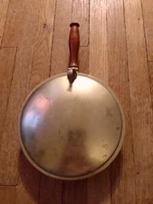 Vintage  Antique Bed Warmer Harth Pan Hanging 11” Total Length Wood Handle 
