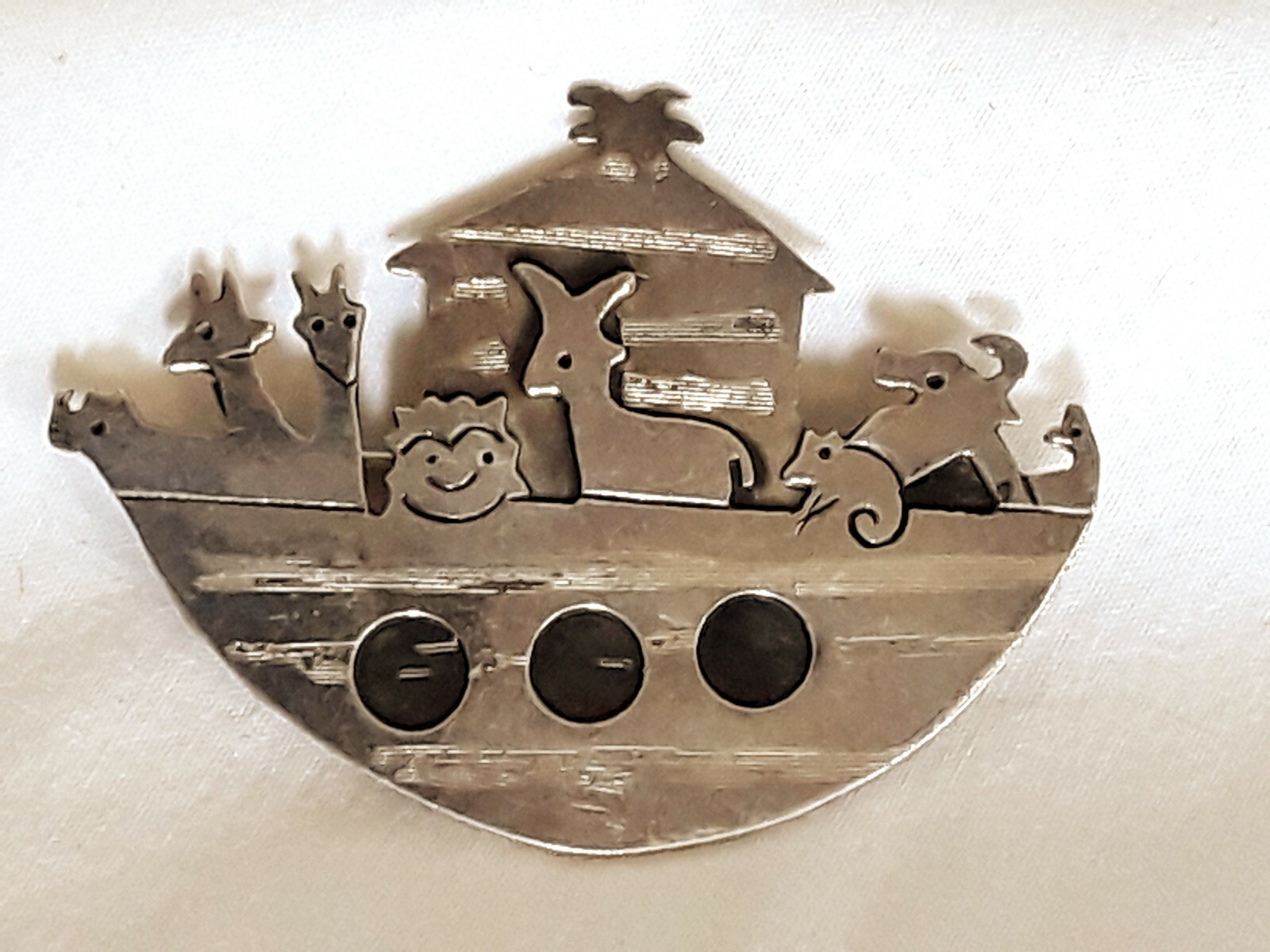 VINTAGE NOAH'S ARK PIN BROOCH MEXICO 925 TESTED 1… - image 1