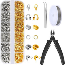 Acejoz 1200 Pcs Crimp Beads Kit for Jewelry Making, Silver and Gold