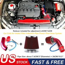 Car Auto Red Cold Air Intake Filter Induction Kit Pipe Power Flow Hose System