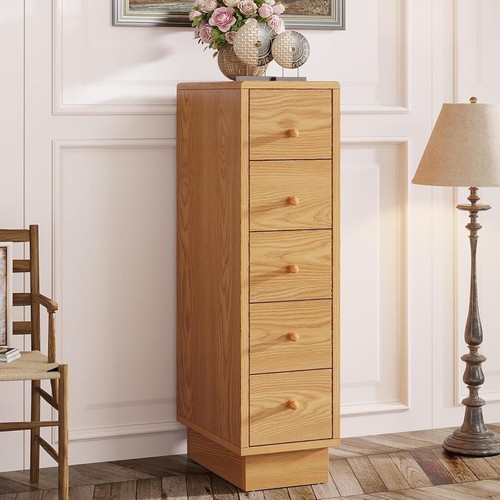 Tribesigns 5Drawer Dresser Wood Narrow Dresserm Tall Skinny Dresser