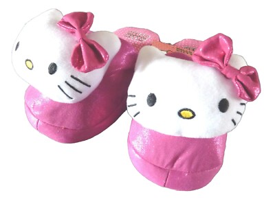 Hello Kitty Hausschuhe Plüsch Slipper Pantoffeln Pink Schleife Katze 3D 32-34