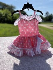 CURTAIN CALL Girls Pink Polka Dot Ruffle Tulle Child Xs cxs Costume