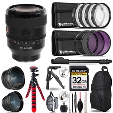 Sony FE 50mm f/1.2 GM Lens Sony E -3 Lens Kit Tripod Backpack - 32GB Kit